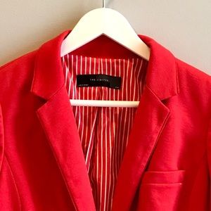 Red knit blazer